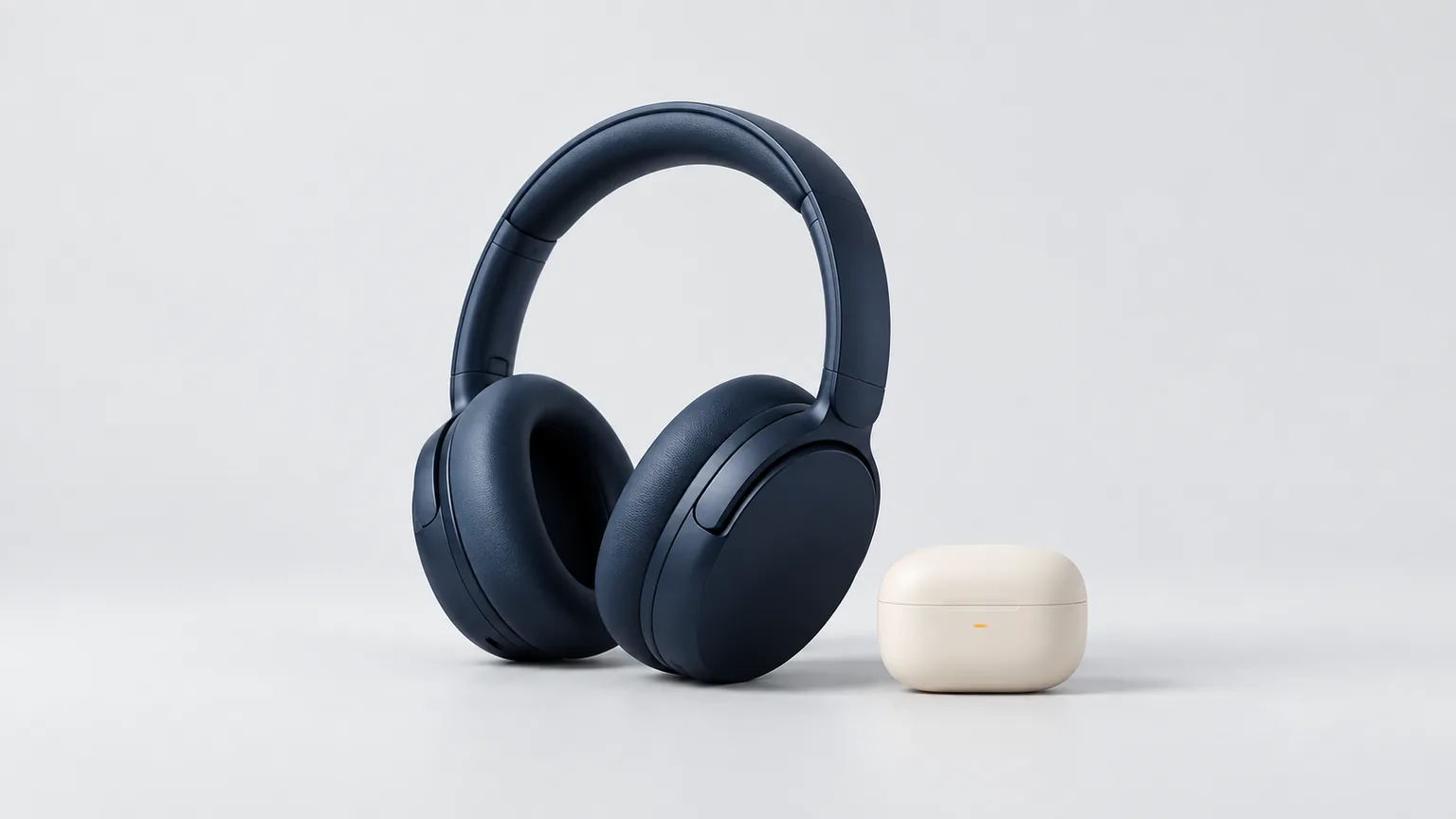Navy wireless headphones and ivory earbuds — discover audio at ProSell